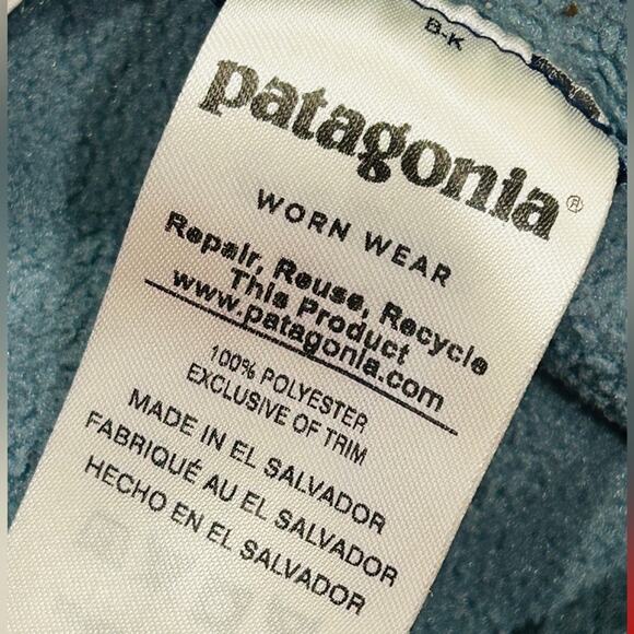 Patagonia Fleece Pullover Kids Boy Size XL - 14 Synchilla Snap T Blue & Gray - Picture 4 of 6